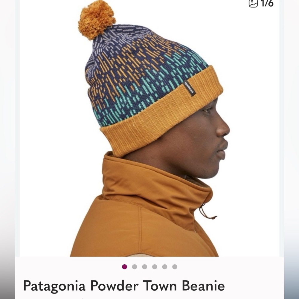 Patagonia Blue and gold unisex Beanie NEW - Picture 2 of 4